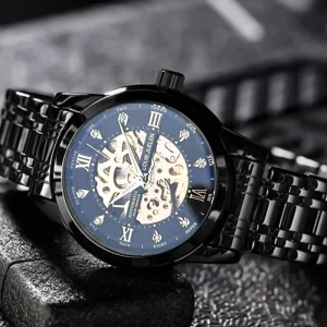 Automatic Mechanical Vacuum Plated Men’s Watch 41mm Water Resistant Stainless Steel Strap Chronograph