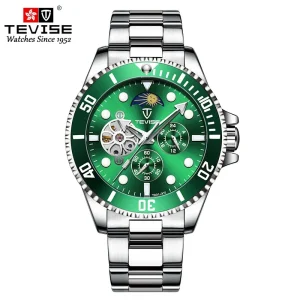 Automatic Mechanical Watch 43mm Dial Stainless Steel Strap Fashionable Casual Mens Watches Hollow Design Sports Wristwatch