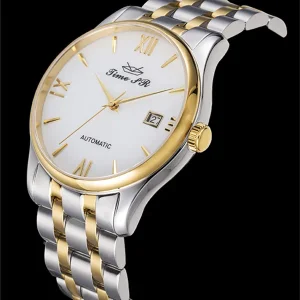 Automatic Mechanical Watch, Daydate Alarm Analog, Stainless Steel, Men’s Custom NH35 Movement, 5BAR Water Resistance