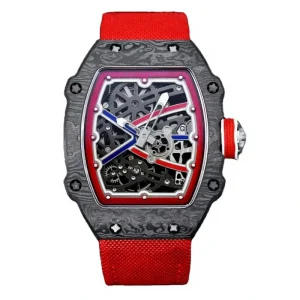 Automatic Mechanical Watch Ultra Thin 7.8mm Carbon Fiber Case Skeleton Dial Lightweight Comfortable Fit