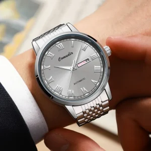 Automatic Mechanical Watch for Men Skeleton Waterproof Luminous Double Calendar High-end Quartz Wristwatch