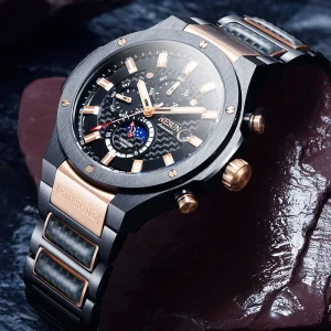 Automatic Mechanical Watch for Men Sports Style Large Dial Steel Strap Luminescent Waterproof Trendy Model 9902