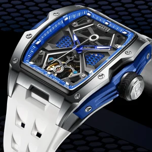 Automatic Mechanical Wristwatch 500M Waterproof Domed Sapphire 316L Steel Rubber Strap Men Diver Watch