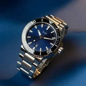 Automatic Men Watch Luminous Sapphire Crystal 24mm Stainless Steel Band Unidirectional Ceramic Bezel