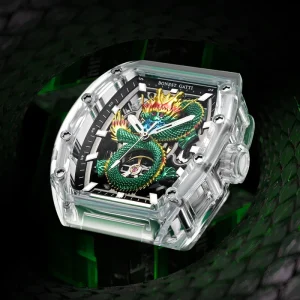 Automatic Men’s Mechanical Watch 45mm Sapphire Crystal High Transparency Crystal Body Fluororubber Strap