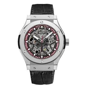 Automatic Men’s Mechanical Watch with Luminous Hollow Out Dial Visible Movement and Pointer Display Silicone Band