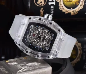 Automatic Men’s Transparent Plastic Skull Skeleton Watch Full Featured Quartz Watch Silicone Strap