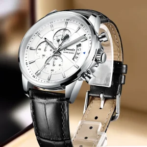 Automatic Men’s Watch Leather Band Calendar Quartz Sport Design Luminous Waterproof Men’s Reloj Hombre Dial Pointer