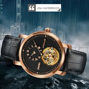 Automatic Men’s Wristwatch Leather Band Mechanical Movement SKMEI 9240