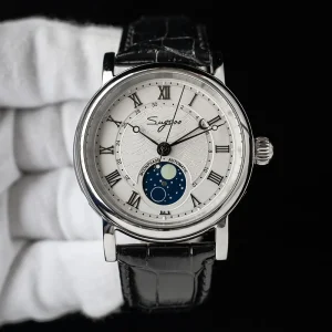 Automatic Moonphase Mechanical Classical 5atm Sapphire Luminous Stainless Steel Watch