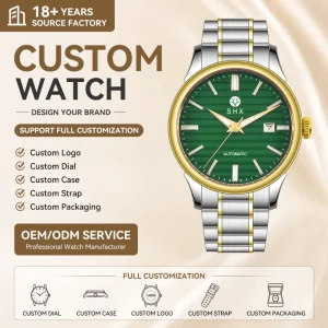 Automatic Self Winding Mechanical Classic Diamond Business Luxury Dress Stainless Steel Waterproof Calendar Men’s Watch