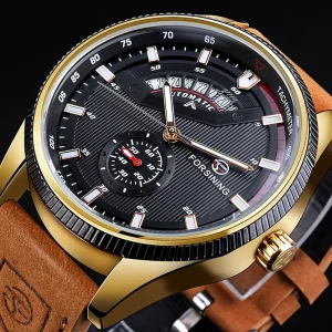 Automatic Sport Watch with Genuine Leather Luminous Display for Men