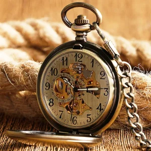 Automatic Torbillion Mechanical Trendy Skeleton Pocket Watch Classic Arabic Dial White Hands Old Fashion for Membery