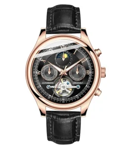 Automatic Watch Leather Band Waterproof Men’s Wrist Watch