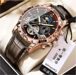 Automatic Watch Men 1410 Classics Mechanical Tourbillon Luminous Week Dial Wristwatch