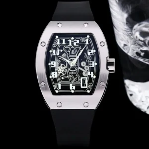 Automatic Watch Metal Titanium Ultra Flat Skeleton Dial Octagon Mechanical Watch