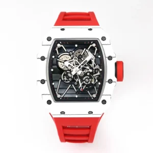 Automatic Watch White Carbon Fiber Skeleton Dial Mens Watch Luxury Mechanical Watch
