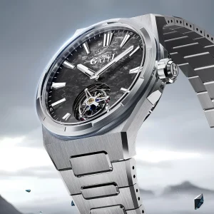 Automatic Winding Tourbillon Mechanical Watch Luminous Dial Stainless Steel Bracelet Sapphire Glass 50M Waterproof