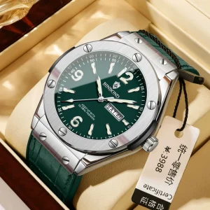 B225 Luxury Original Leather Strap Men’s Quartz Watch Waterproof Luminous Wristwatch Calendar Watch for Men Reloj