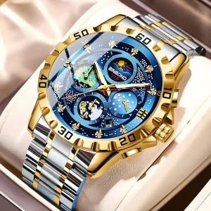 B3225 Men’s Fashion Business Watch Star Design Waterproof Chronograph Quartz