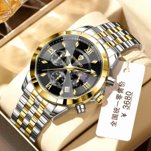 B7905 Stainless Steel Men’s Waterproof Luminous Chronograph Watch