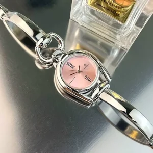 BARRY POLO High Grade Women’s Quartz Watch Vintage Pink Bracelet with Small Crystal Dial Window Casual Stainless Steel Band