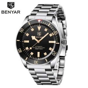 BENYAR 5179机械自动时尚男士手表100米防水陶瓷嵌框夜光手表男士不锈钢休闲手表