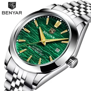 BENYAR Brand Luxury Fashion 40MM Men’s Mechanical Watch 50M Waterproof Automatic Diving Watch Men’s Stainless Steel Watch