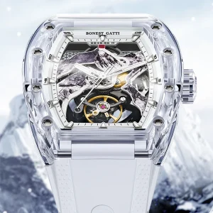 BG6001 Men Automatic Mechanical Chronograph Watch Sapphire Mirror 30M Waterproof Luminous Hands