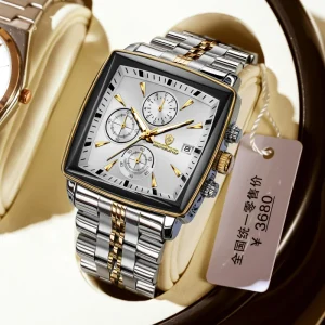BINBOND 911 Watch for Man Wristwatch Waterproof Luminous Luxury Square Chronograph Quartz Men’s Watches