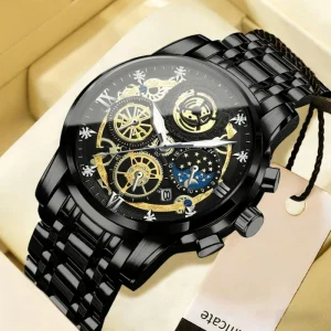 BINBOND Men’s Quartz Watch Fashion Brand Luxury Luminous Waterproof Date Features Sports Wristwatch 42mm Round Dial Watches