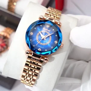 BINBOND Watch for Women Starry Women’s Watch Sky Diamond Face Multi angular Glass Stainless Steel Quartz Watch