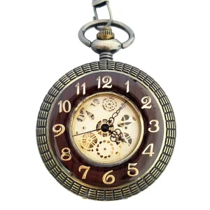 BOSHIYA Antique Mechanical Wooden Pocket Watch