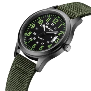 BOSHIYA Men’s Minimalist Three Hand Quartz Field Watch Waterproof Outdoor Sports Nylon Strap Imported Alloy Glass