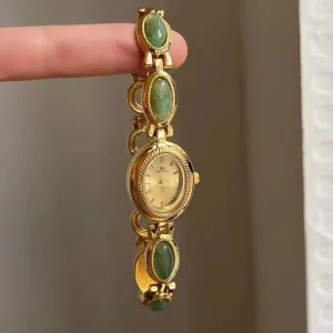 BS FA1835 Stone Gems Metal Chain Women’s Vintage Quartz Watch