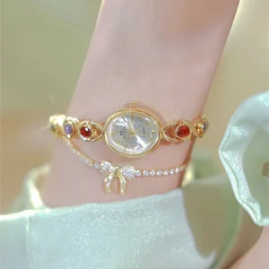 BS Watch FA1726 New Stone Gems Metal Chain Women’s Vintage Quartz Watch for Girl Women Watch