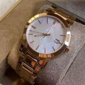 BU9753 BUR Luxury Brand Women’s Men’s Fashion Chronograph Crystal Leather Strap Quartz Watch Antique Coin