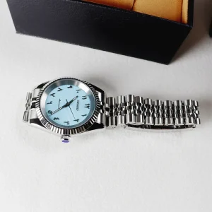 Baby Blue Sapphire Crystal 40mm Diameter Date Automatic Mechanical Men’s Watch