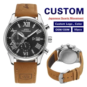 Battery Forsining Fashion Quartz Watches Men Alloy Wristwatches