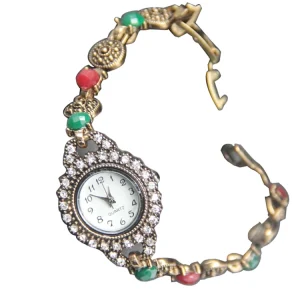 Beautiful Lady Women Fashion Girl Watch Wristwatch Jade Stone Decoration Watch Jewelry Bracelet Wrist Watch for Women Ladies