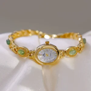 Bee Sister FA1859 Gemstone Bracelet Watch Rose Gold Trendy Oval Retro Ladies Watch Luxury Fashion Wristwatch