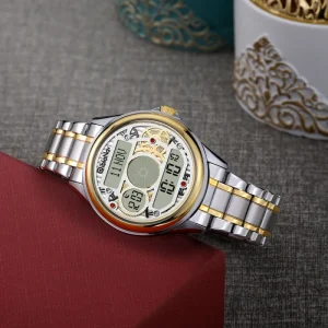 Best Selling High Quality Bonlala W612 Qibla Watch Fashion Casual Stainless Steel Multifunction Muslim Azan Digital Watch 20m