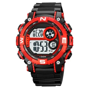 Big Numbers Unisex Digital Sports Watch Waterproof 100m Silicone Rubber Band Chronograph Tachymeter 43mm