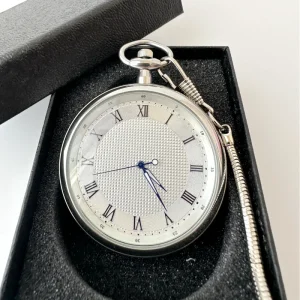 Big Size White Roman Pocket Watch Stainless Steel Mechanical Pocket Watches