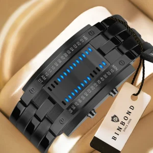 Binbond B0926 Couple Digital Watch Stainless Steel Strap Waterproof Fashion Casual Electronic Wrist Watch for Men Women