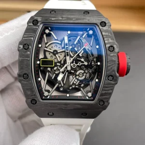 Black 35 02 Carbon Fiber Watch Skeleton Movement Sapphire Crystal Luminous Hands Men’s Sports Party Watch