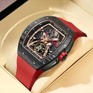 Black Automatic Mechanical Wristwatch for Men Sapphire Crystal Luminous Hands Chronograph Dress Business