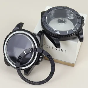 Black PVD 40mm Yacht Diver Watch Case 316L Stainless Steel for NH35 NH34 NH36 NH38 Miyota8215 8205 ETA2824 Movement 28.5mm Dial