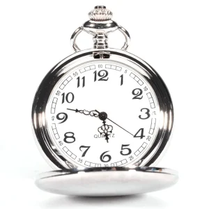 Black Polished Smooth Jewelry Alloy Chain Pendant Necklace Quartz Gold Pocket Watches