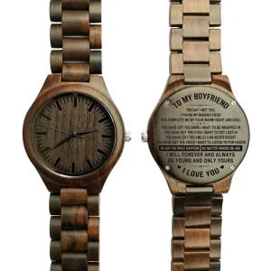Black Sandalwood Customized Wood Watch with Colour Logo on the Dial